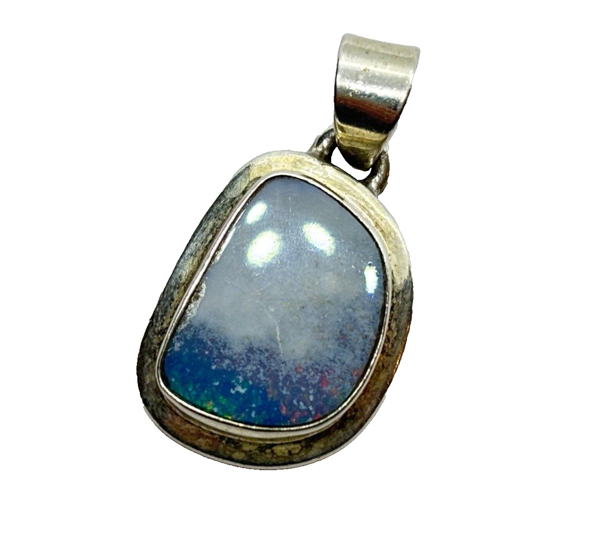 Sterling Silver Mounted Opal On Ironstone Pendant 5.7 grams