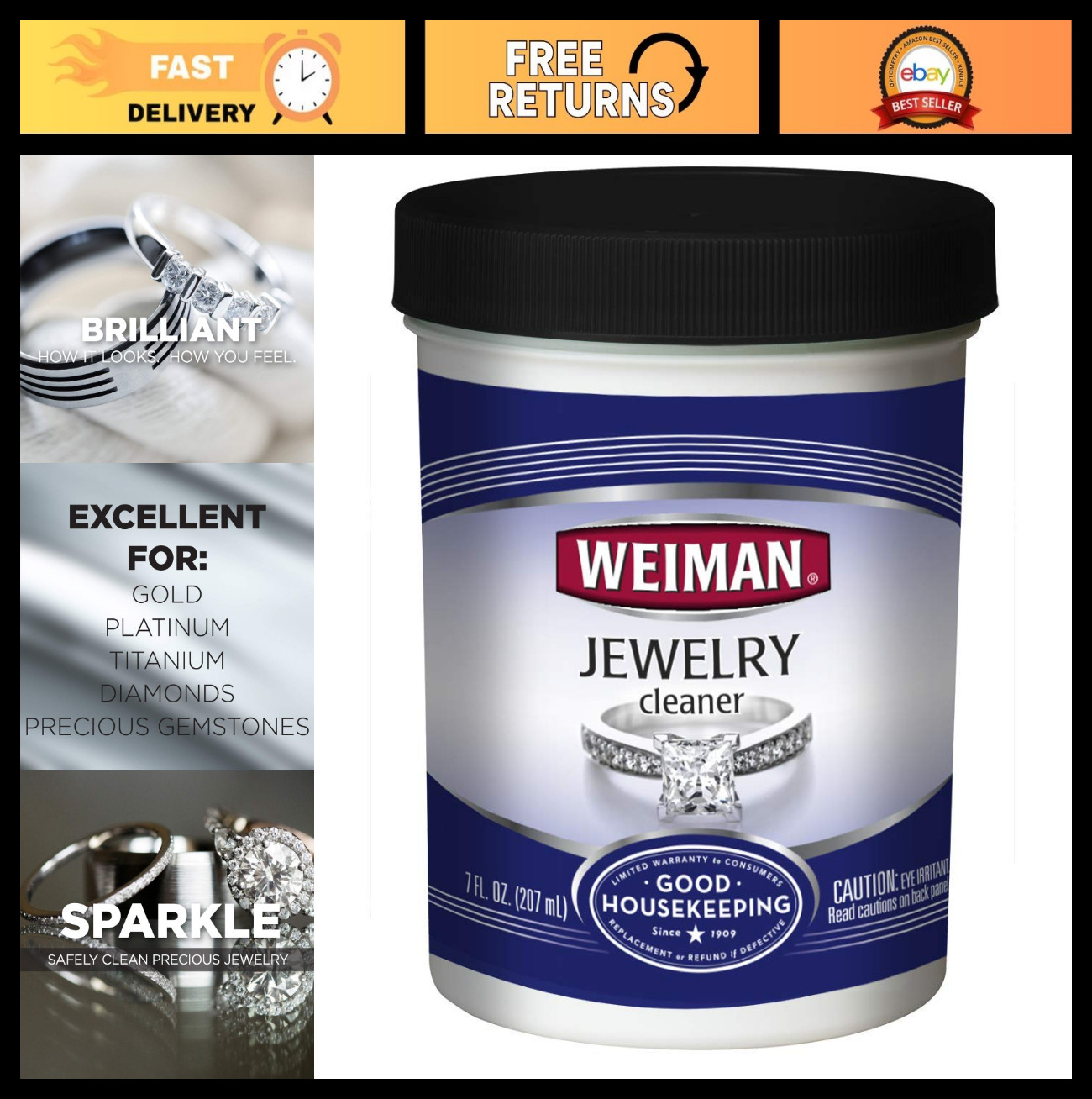 Jewelry Cleaner Liquid 7oz – Professional Shine & Restore for All Metals & Gems