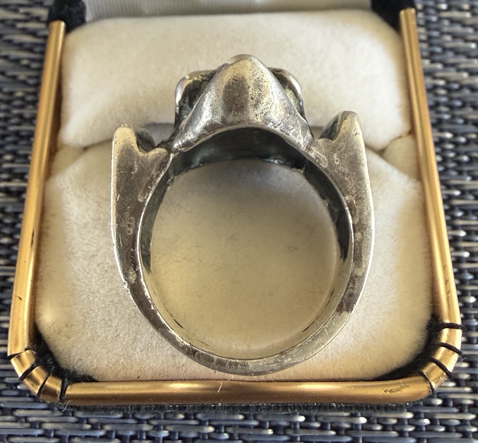 Vintage Sterling Silver Skull Ring Sz 7 1/4″ Biker Goth Style 16.3g