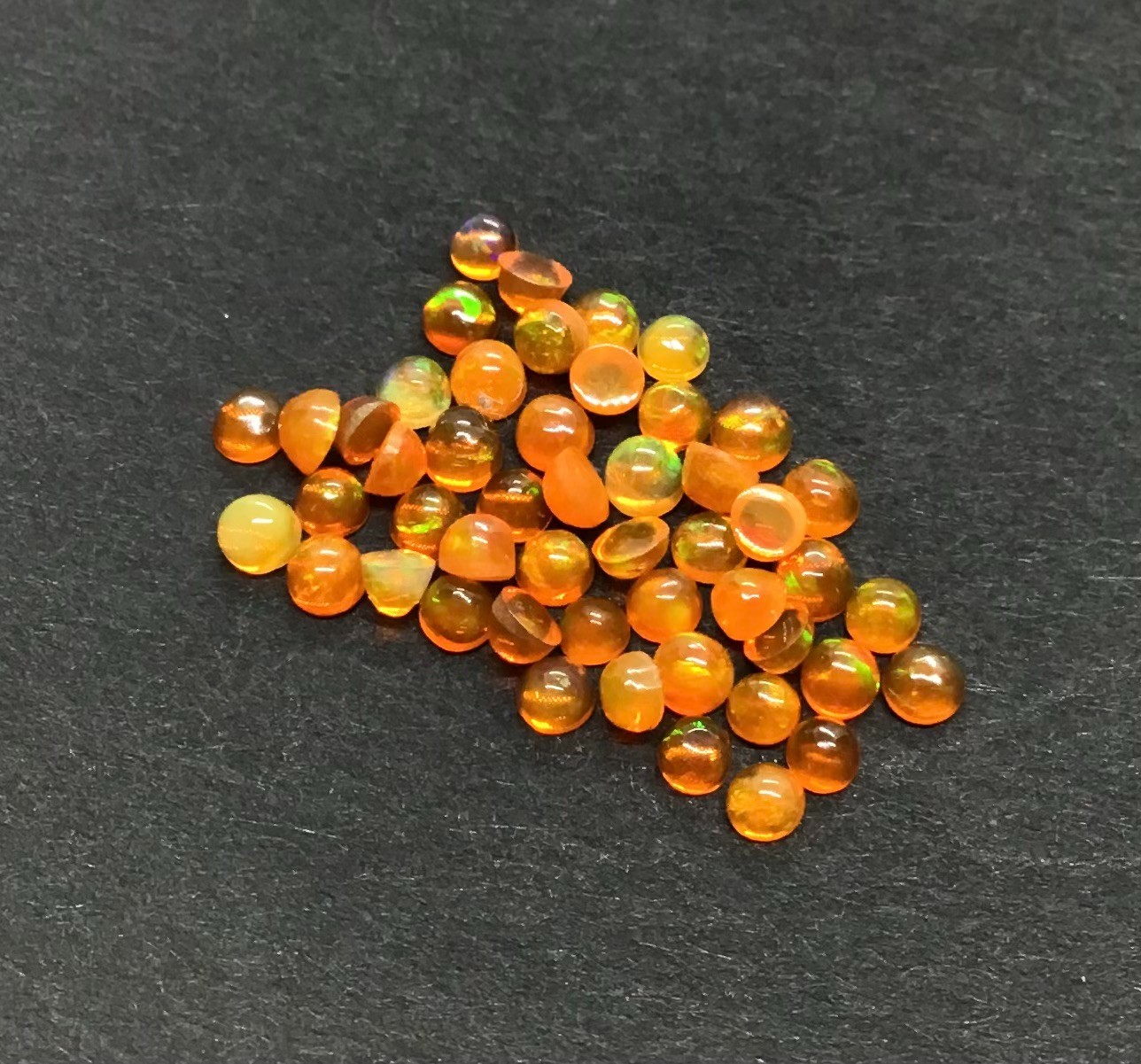 Natural Ethiopian Orange Opal Fire Round Flat Back AAA Loose Gemstone Jewelry