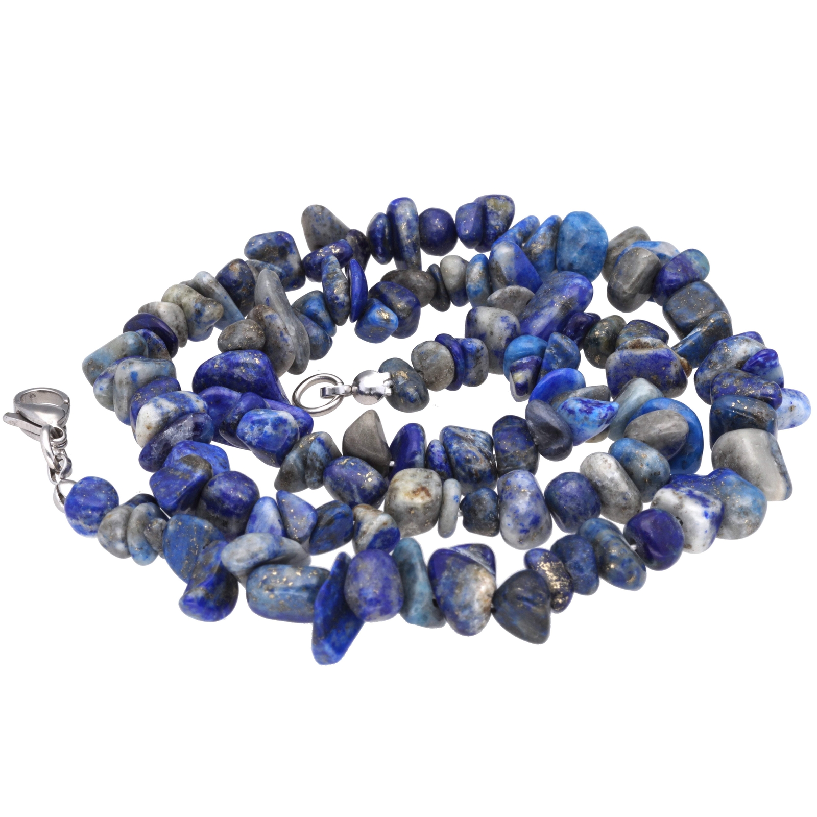 Lapis Lazuli Sliver Necklace with Lobster Clasp Gemstone Healing Stone 45cm