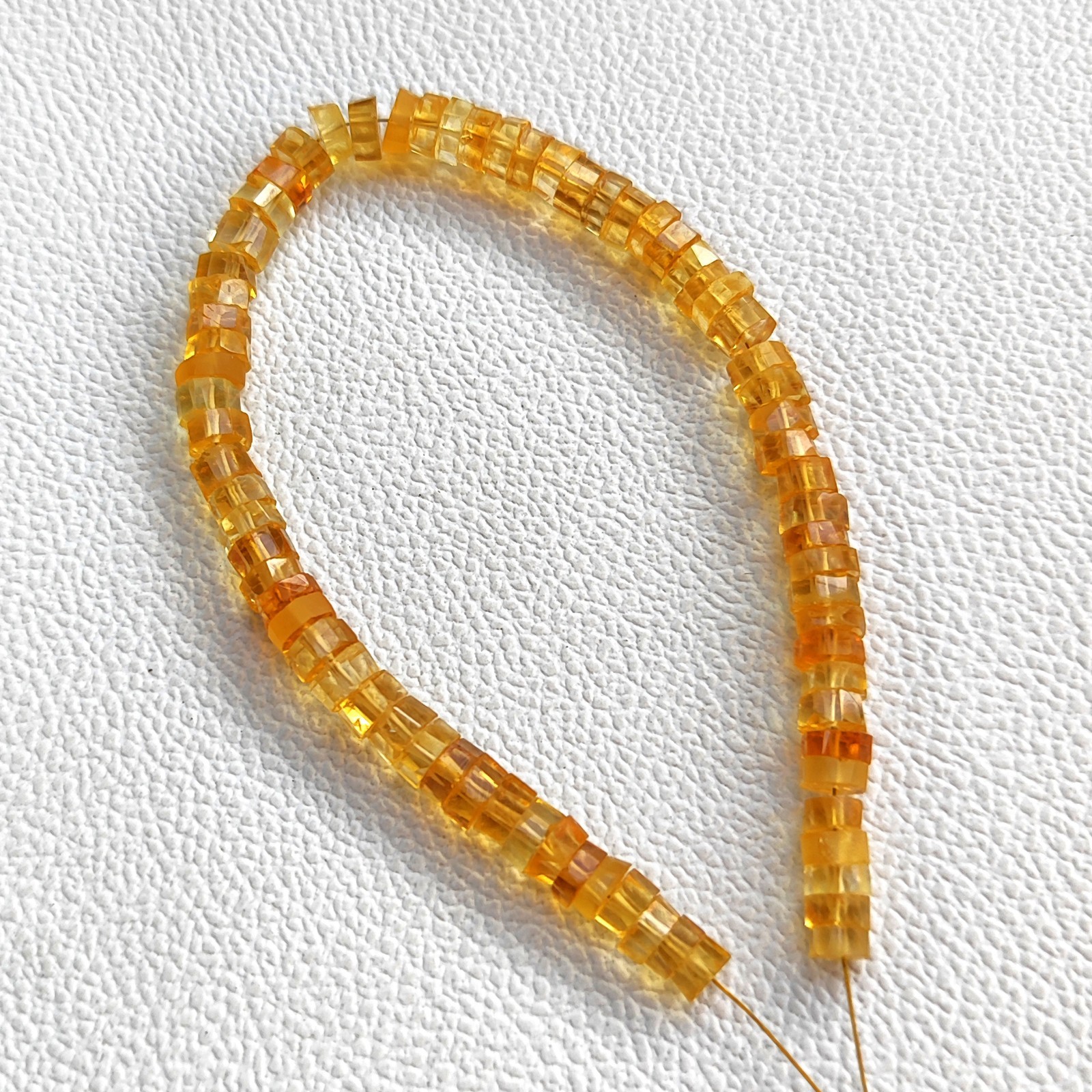 Natural Brazilian Citrine Beads 5-6mm Faceted Bolt Shape 8″ Strand Brazil Gems