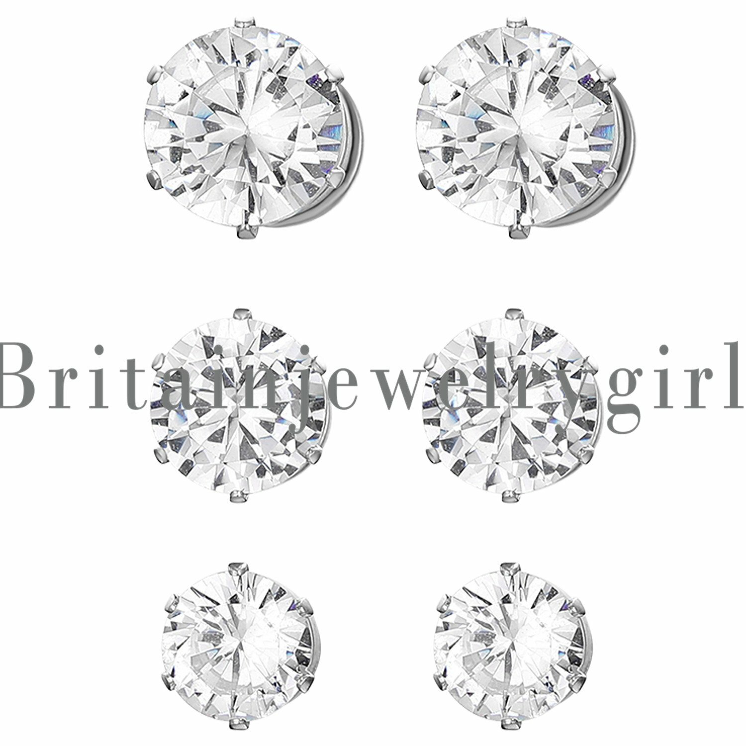 Stainless Steel Magnetic CZ Stud Earrings for Womens Mens Non-Piercing Clip On