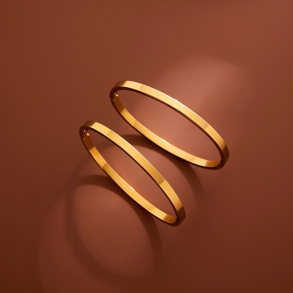 Classic 4mm Woman 18k Gold Plated Stainless Steel Polish Bracelet Bangle Cuff