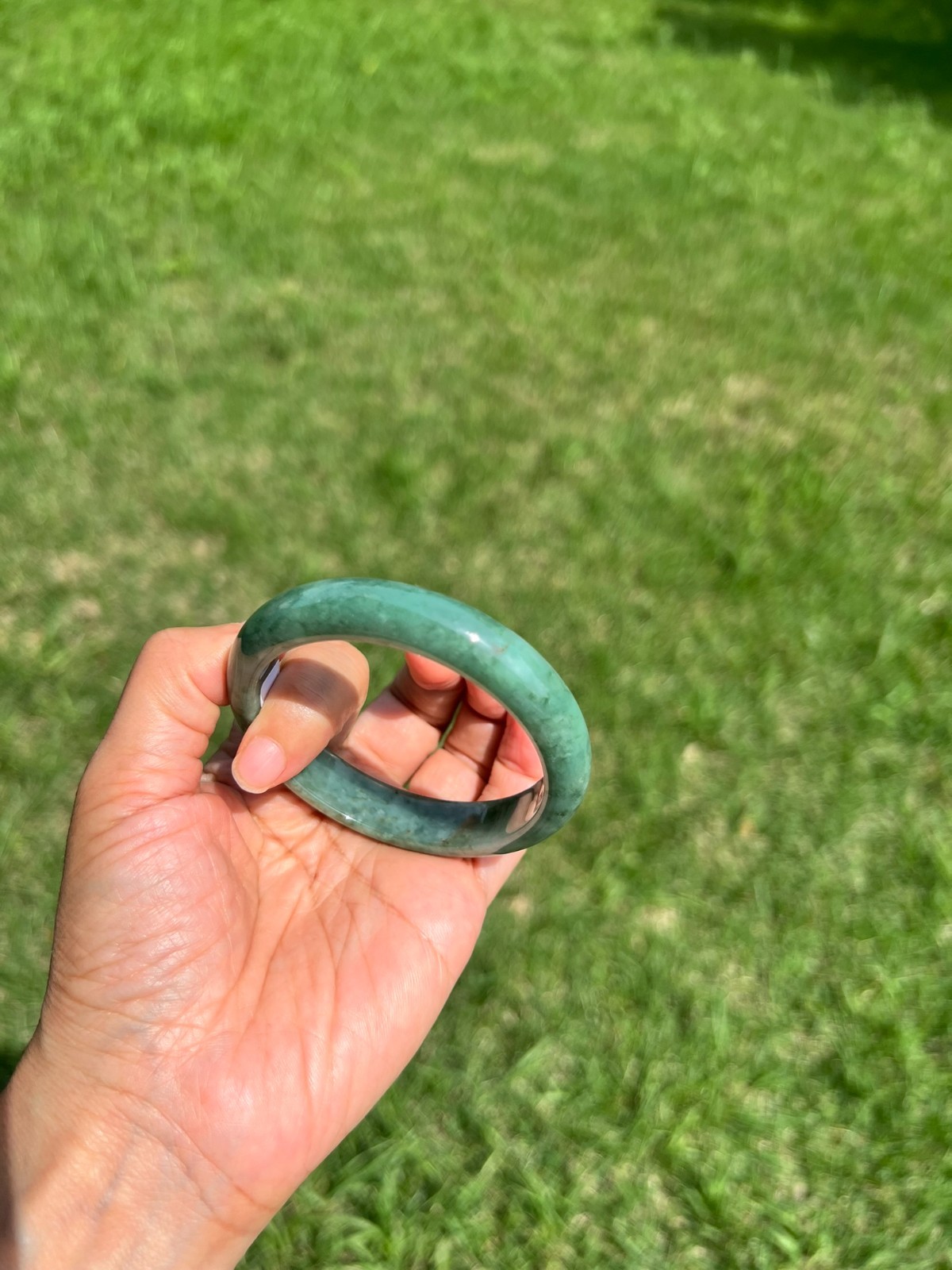 Full Rich Green 100% Natural Grade A Jadeite Jade Bangle Bracelet 57.8mm H186