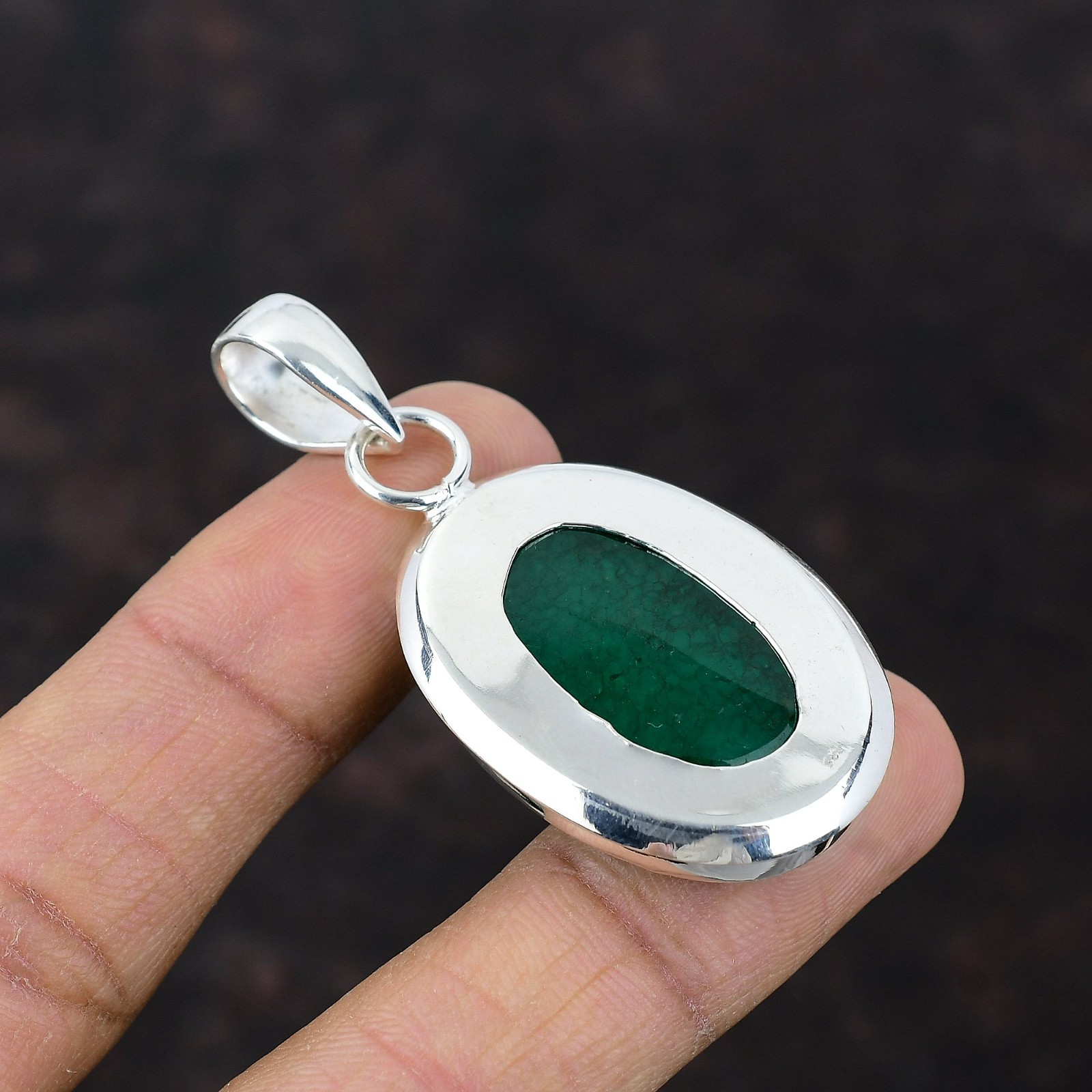 New Year Sale Natural Zambian Emrald Sterling Silver Daughter Pendant Jewelry