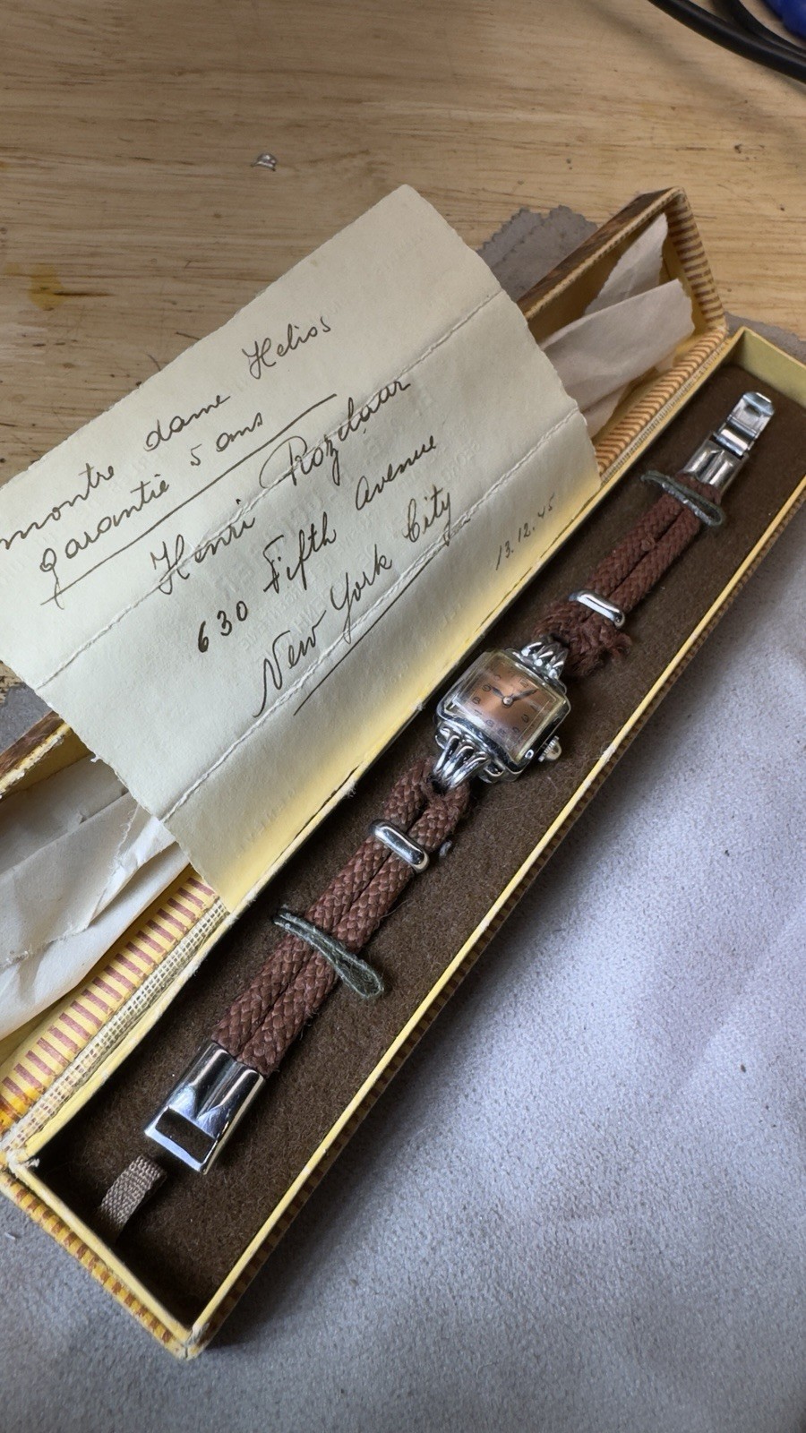 Vintage 1940s Helbros Swiss Sterling Silver Ladies Cocktail Watch 15j Box&Papers