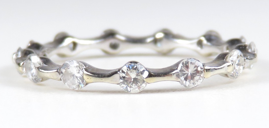 Antique 1920’s Wedding Eternity Band 14K White Gold Ring Size 5.25 UK-K EGL USA