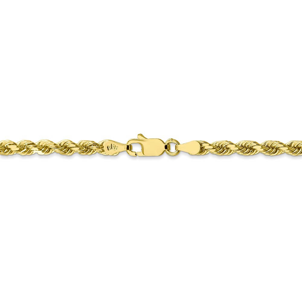 3.5mm, 10k Yellow Gold Diamond Cut Solid Rope Chain Anklet or Bracelet
