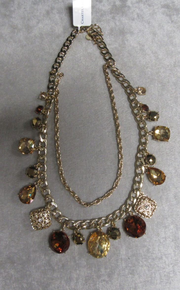 CHARTER CLUB SHADES OF BROWNS AND GOLD STATEMENT NECKLACE – NWT