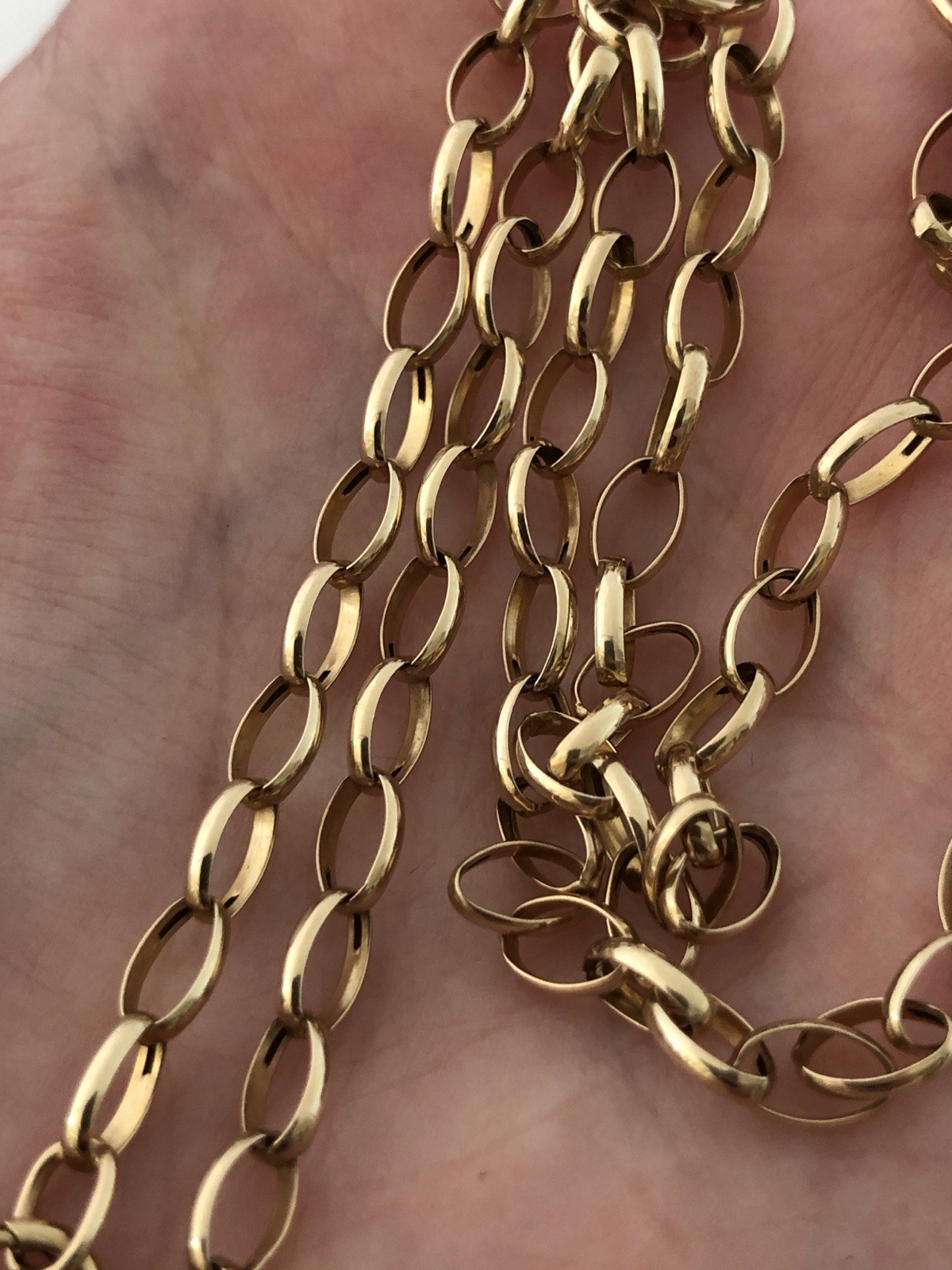 Vintage 9ct 9k Yellow Gold 375 Large Belcher Link Chain Necklace 20.5” 2.5g