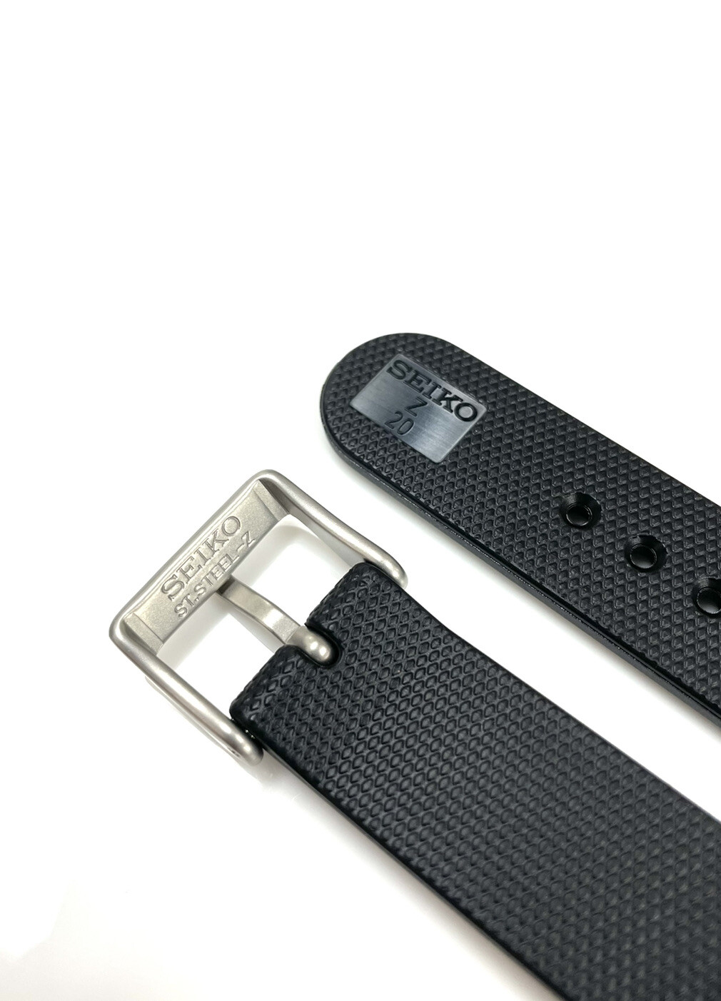 Genuine Seiko 20mm Black Rubber Strap for R02X011J0, (2 Pins Included)