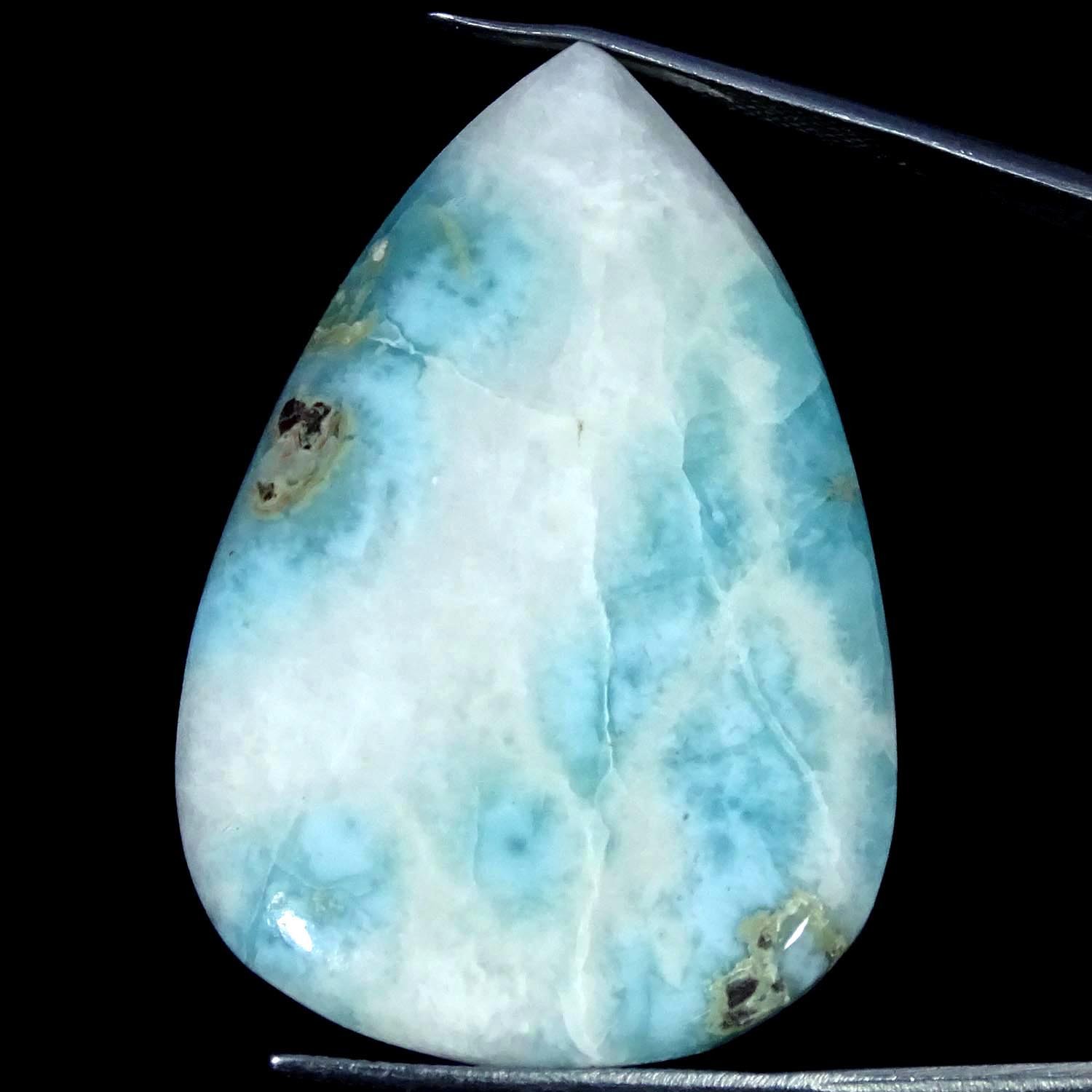 61.50Cts 100% Natural Larimar Pear Cabochon Loose Gemstone 29X44X6MM