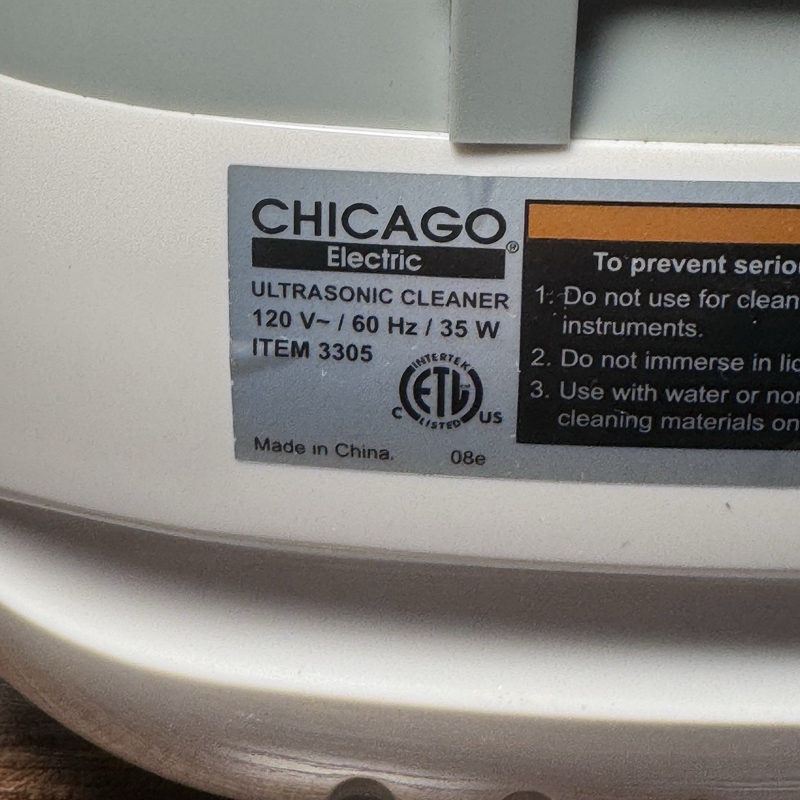 Chicago Electric 3305 Ultrasonic Jewelry & Eyeglass Cleaner Professional Machine
