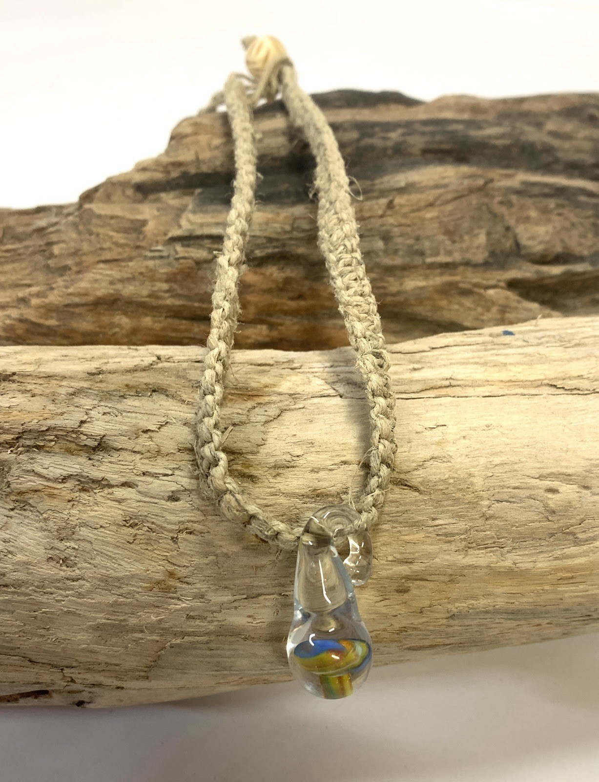 Glass Mushroom Hemp Choker Lot Of 5 Necklaces Assorted Colors Vintage 90s d