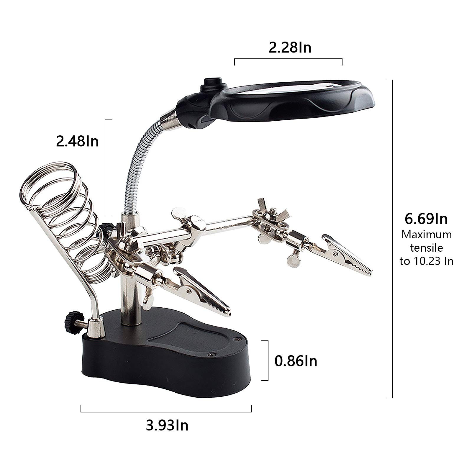 3.5X12X Helping Hands Soldering Station with LED Light & Alligator Clips – Magni