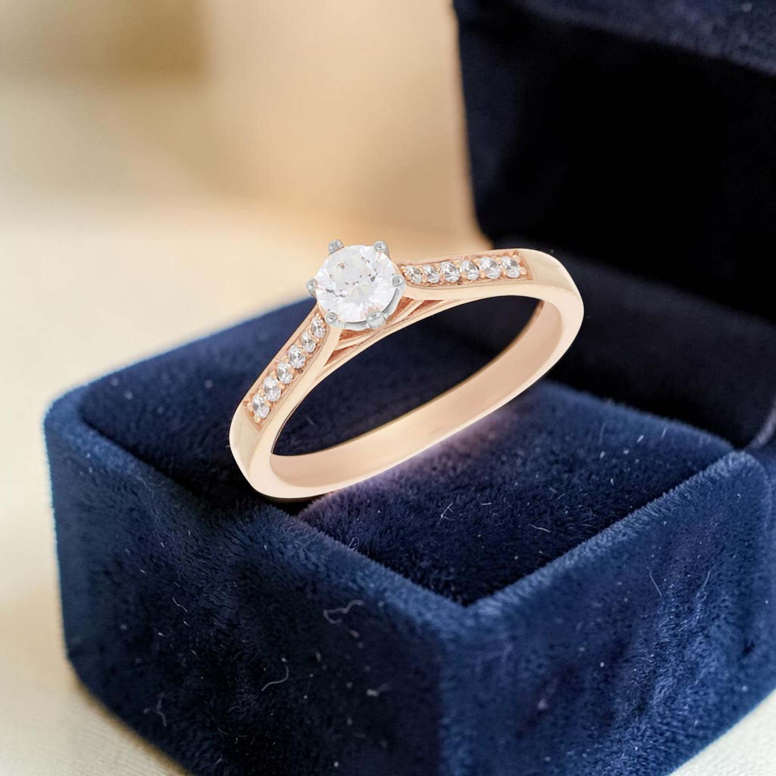 GIA Certified 0.70 Cts Round Brilliant F/VS1 Diamonds Solitaire Ring In 14K Gold