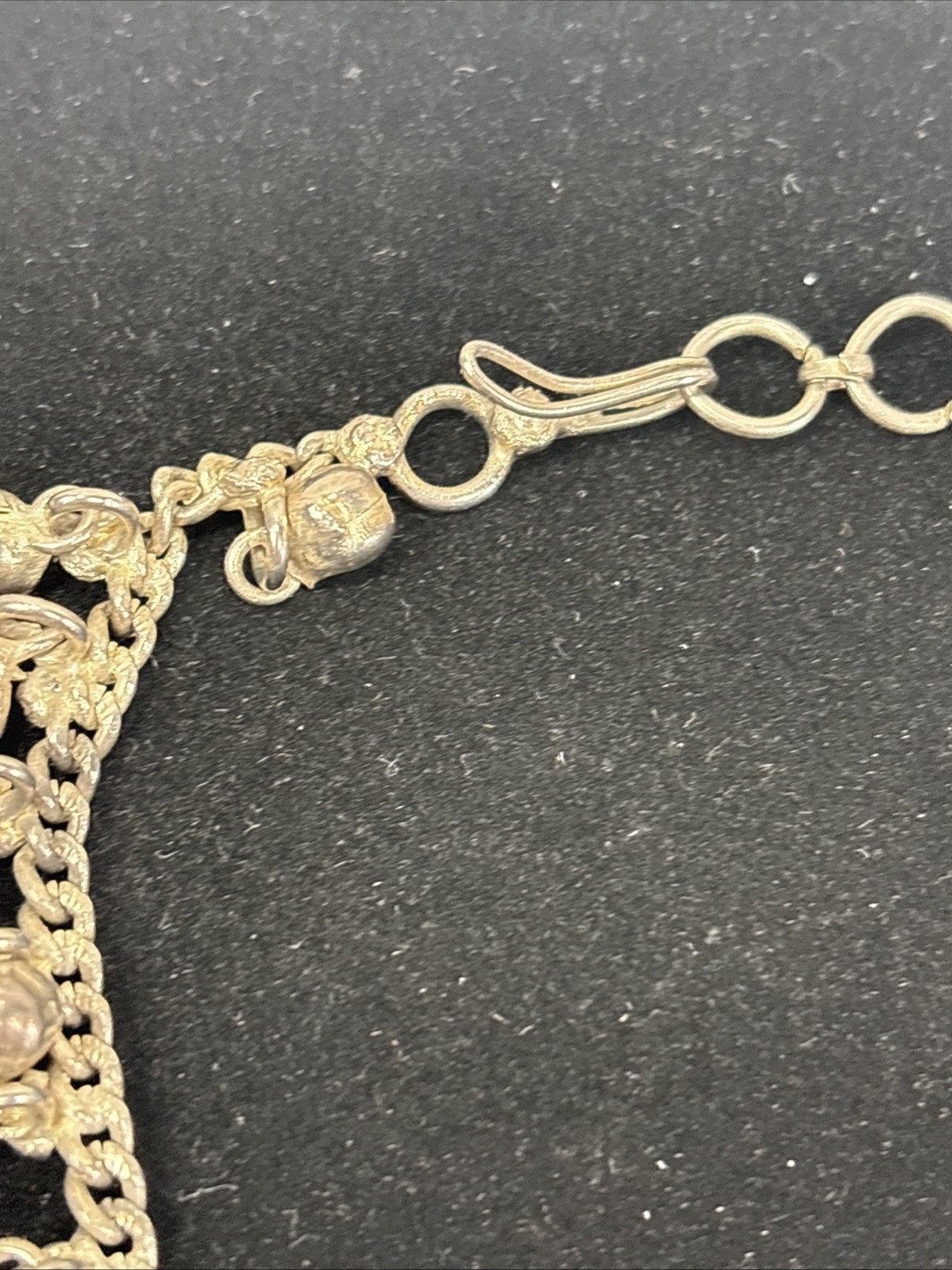 Silver Tone Jingle Bell Charm Adj 9.75-11.5″ Vintage Anklet Boho Belly Dancer