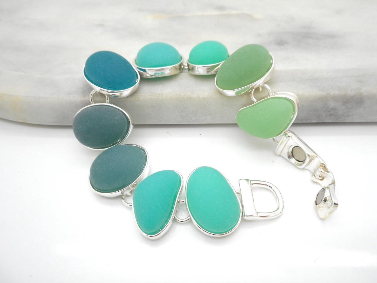 Bohemian Sea Glass Bracelet Beach Theme NEW Magnetic