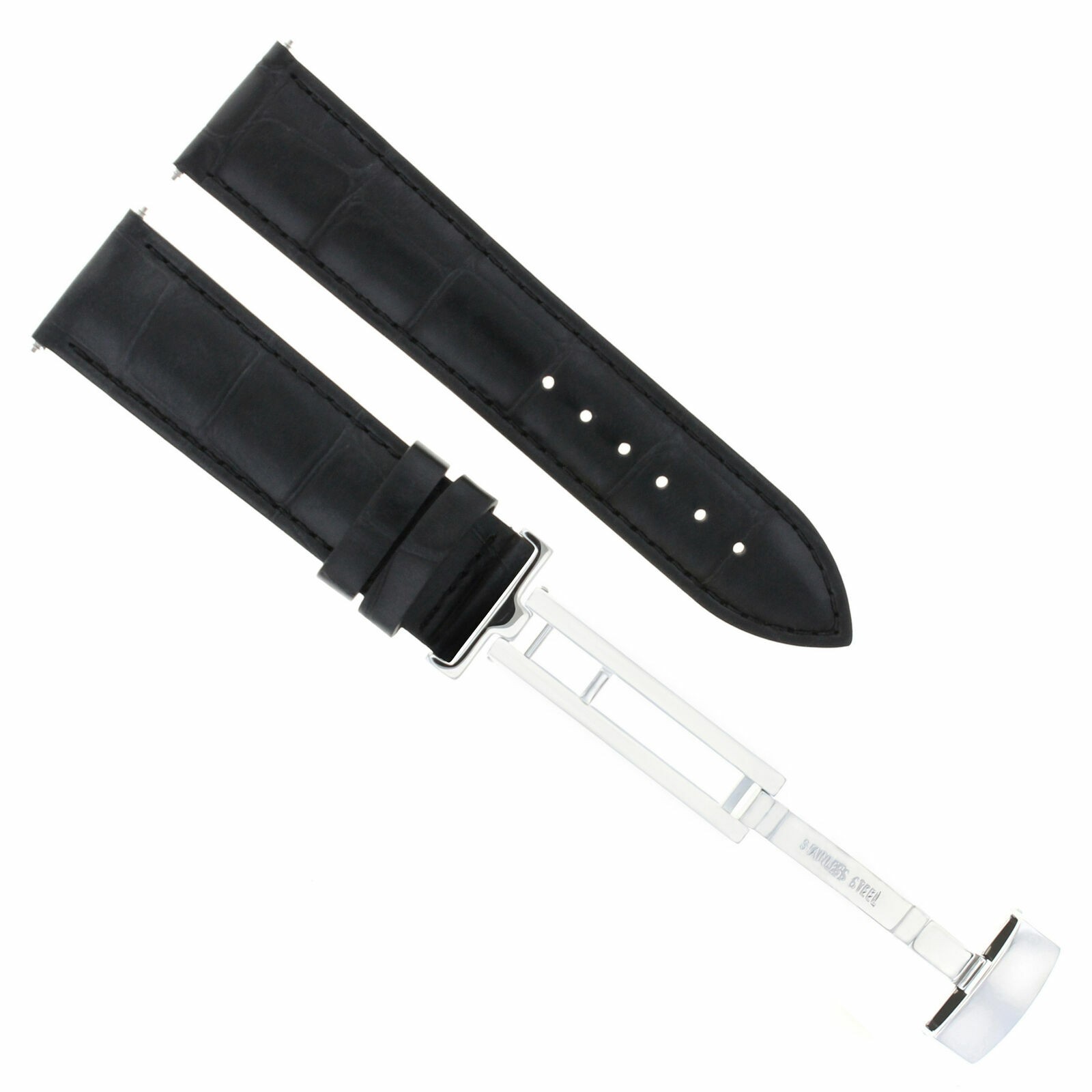 17-24MM LEATHER WATCH BAND STRAP FOR CARTIER TANK FRANCAISE DEPLOYMENT CLASP