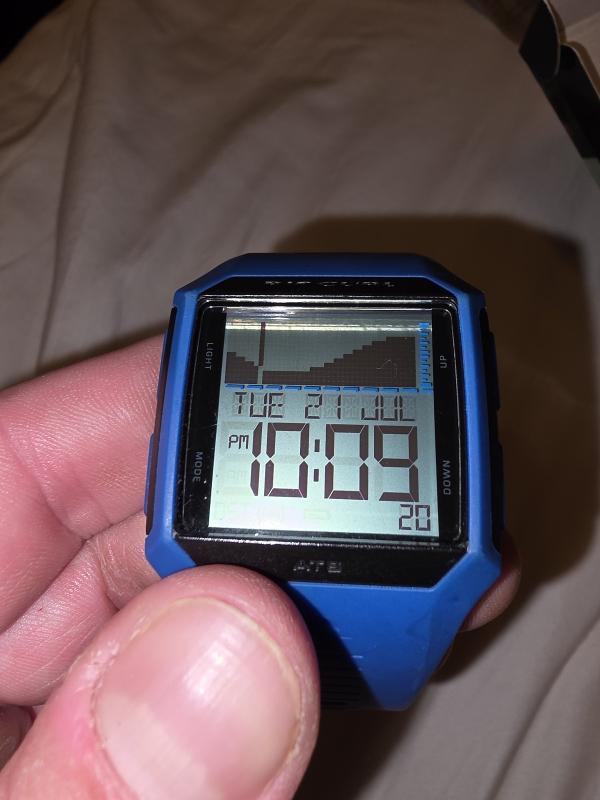 Rip Curl Tide Watch Blue Lcd Surf Great Condition A1119 New Battery. Awesome