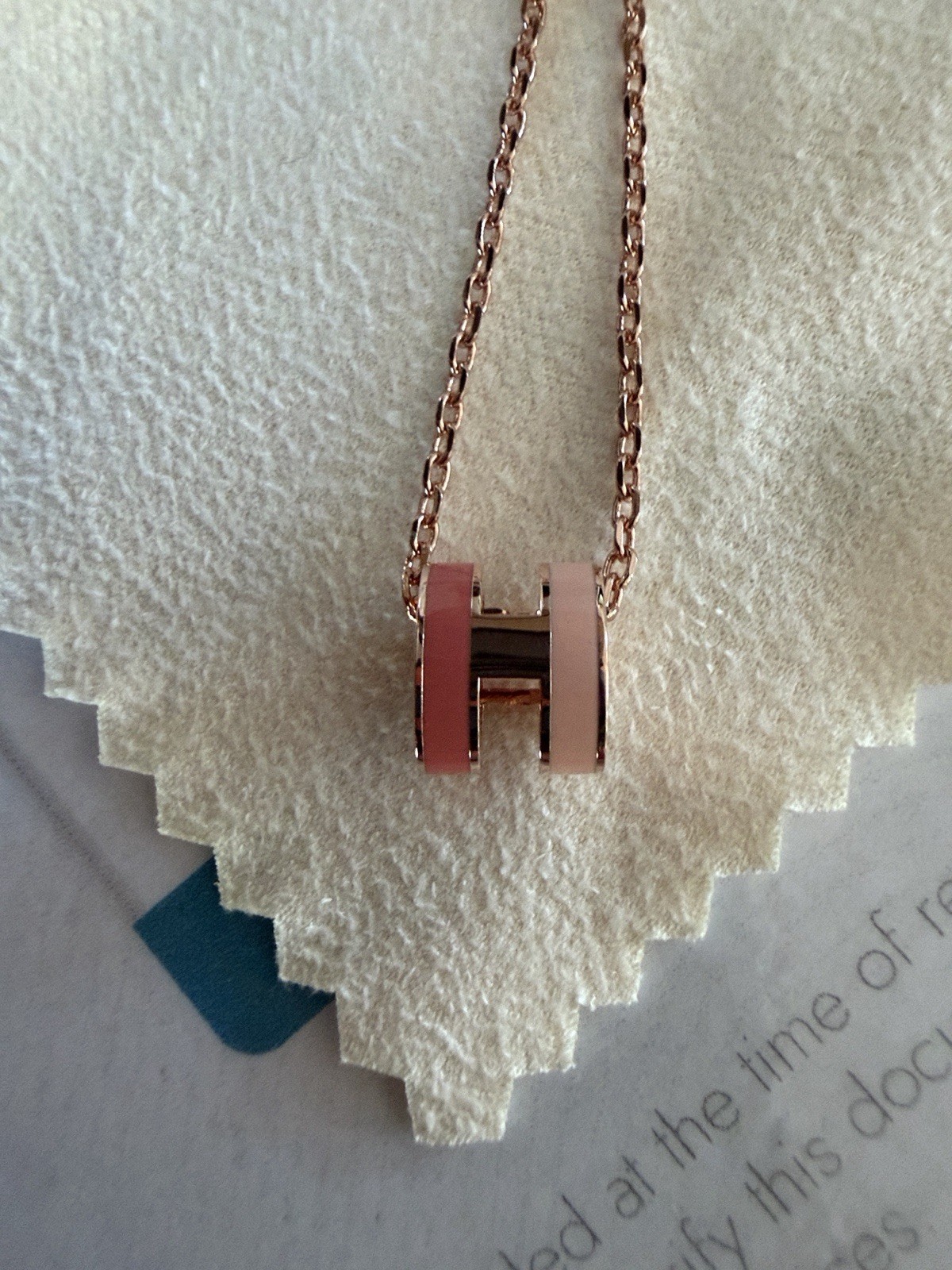 Hermes: Pink Rose Gold-Plated Mini Pop H Rocabar Pendent Necklace