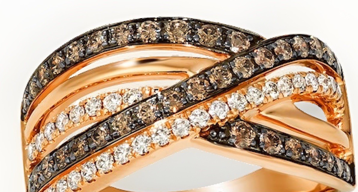 Le Vian Chocolate / White Diamond Ring 5/8 ct tw Round-cut 14K Strawberry Gold 6