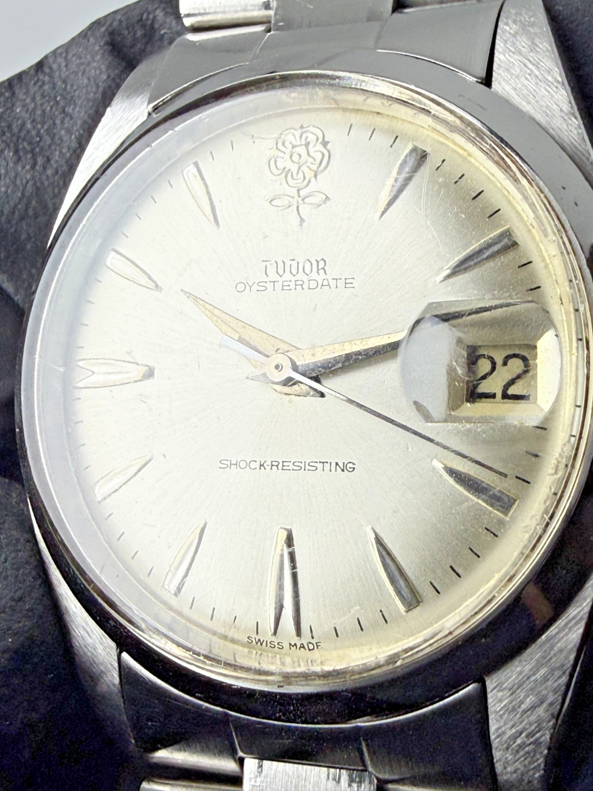 TUDOR Oyster Big Rose 7962 Manual Wind Silver Dial Vintage Watch