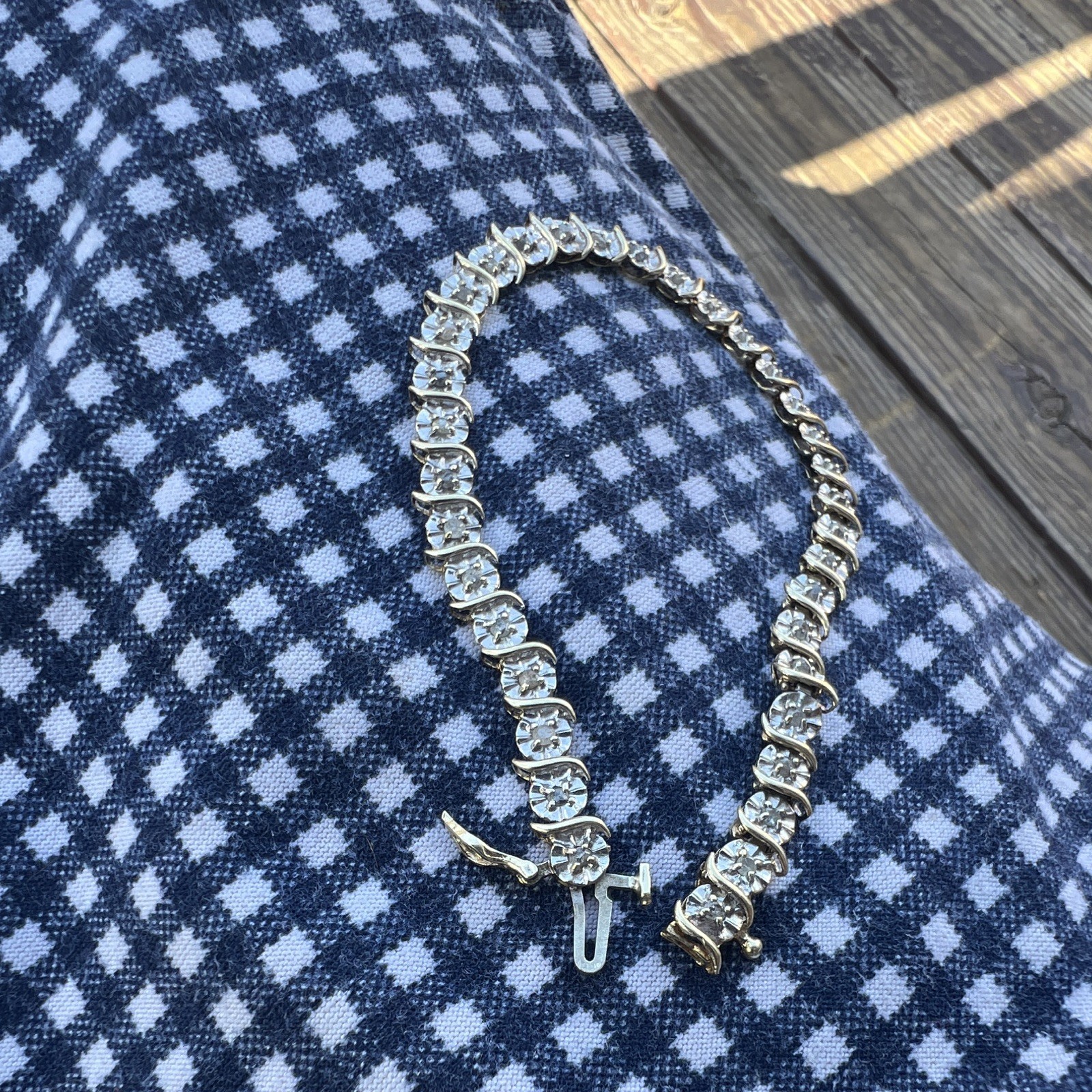 10k gold diamond tennis Bracelet Box Clasp