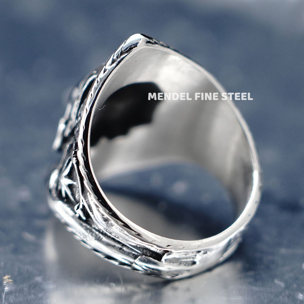 MENDEL Mens Stainless Steel Gothic Biker North Star Skull Octopus Ring Size 7-15