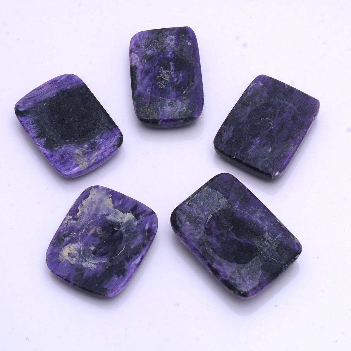 5 Pcs Natural Purple Charoite 27mm-30mm Cabochon Untreated Loose Gemstones Lot