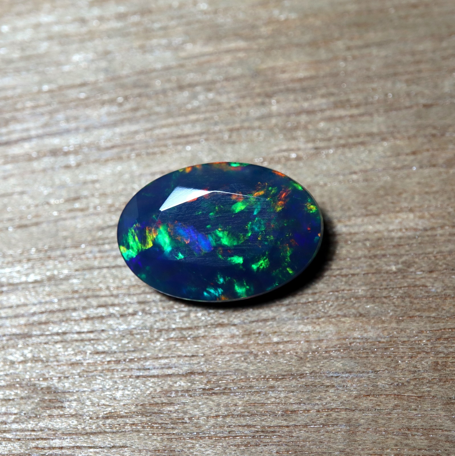 3.5Ct Real Ethiopian Smoked Black Opal AAAA Faceted Oval Rainbow Fire 16×10.8MM