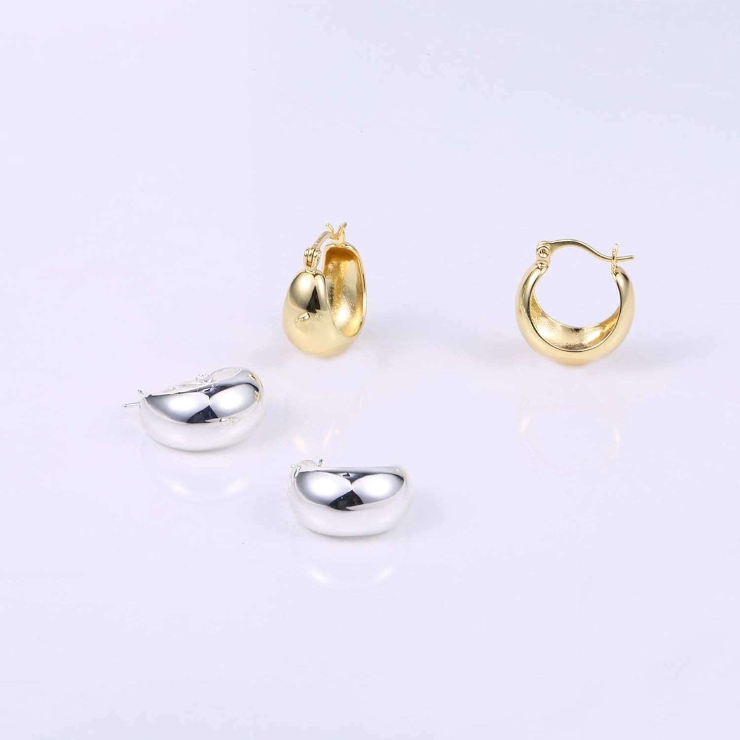 Thick Silver Chunky Hoop Earrings for Women Hypoallergenic Huggie | Hoops Everyd
