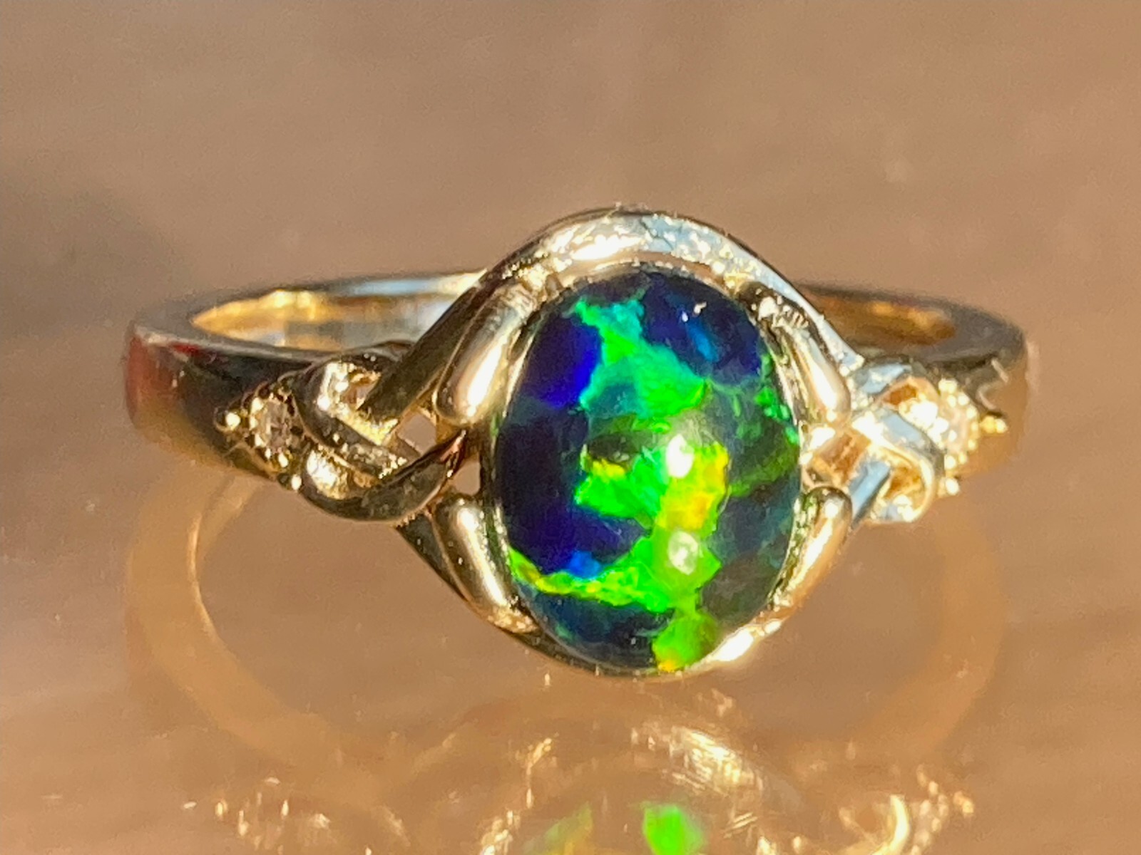Opal Rings Emerald Green Multi-Coloured Created Opal Triplets – Sizes 6 to 11 US