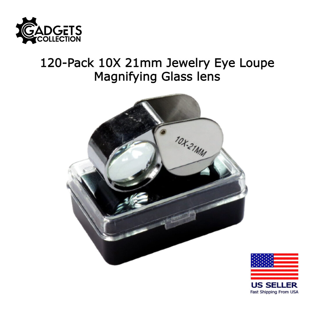 120PK 10X 21mm Jewelers Jewelry Eye Loupe Optical Reading Magnifying Glass Lens