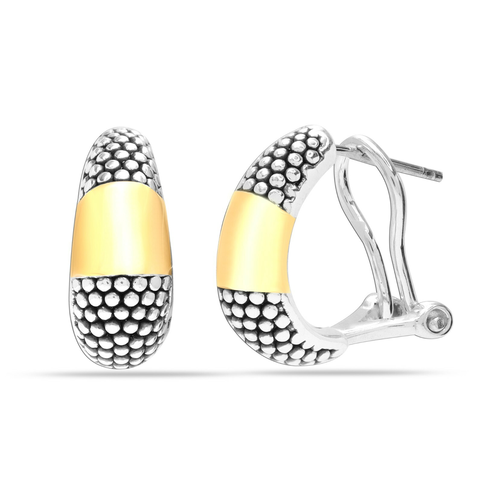 LeCalla .925 Sterling Silver Jewelry LARGE Omega Back Earrings for Women Girls