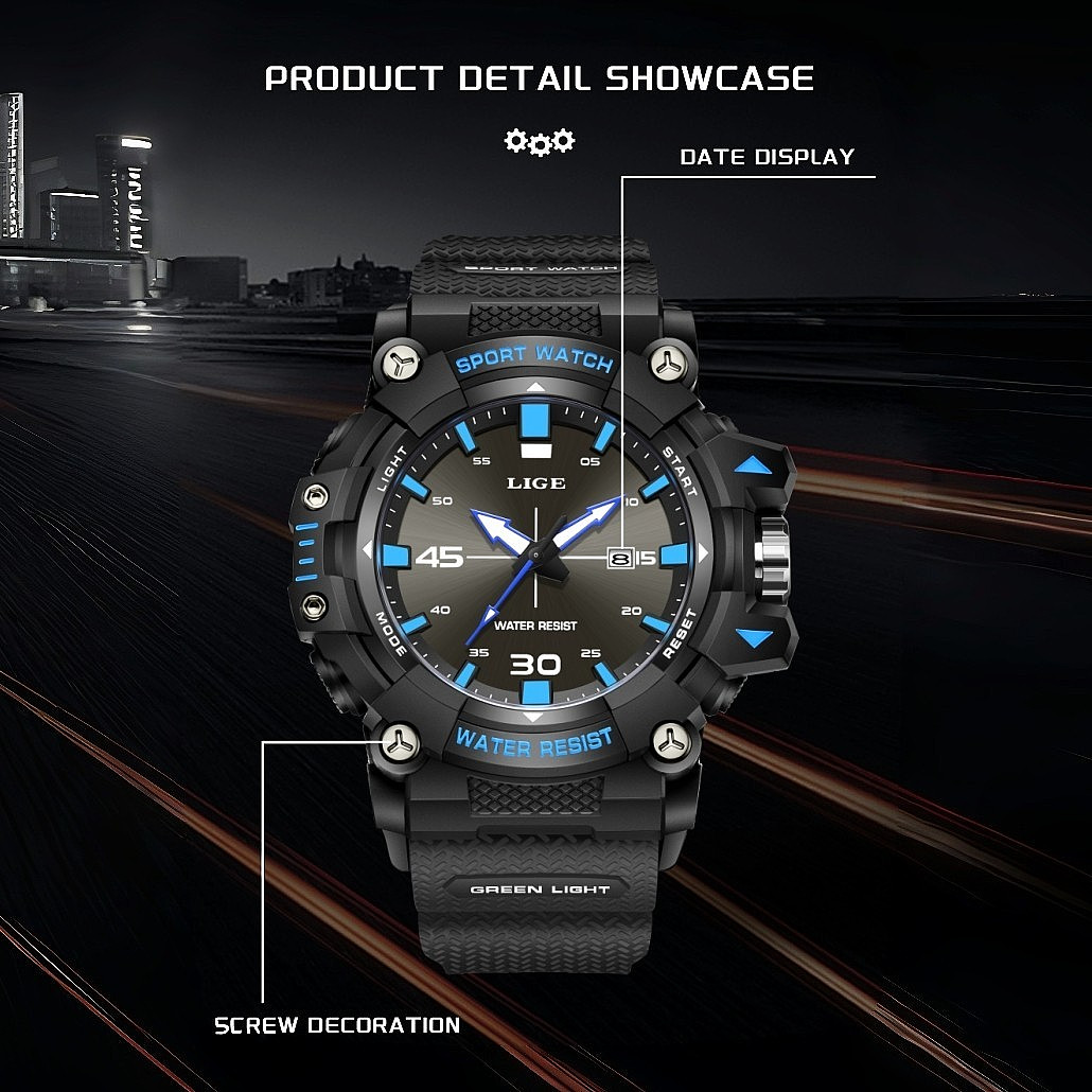Men’s Diver Sport Watch Quartz Date Analog Luminous Waterproof Luxury Wristwatch