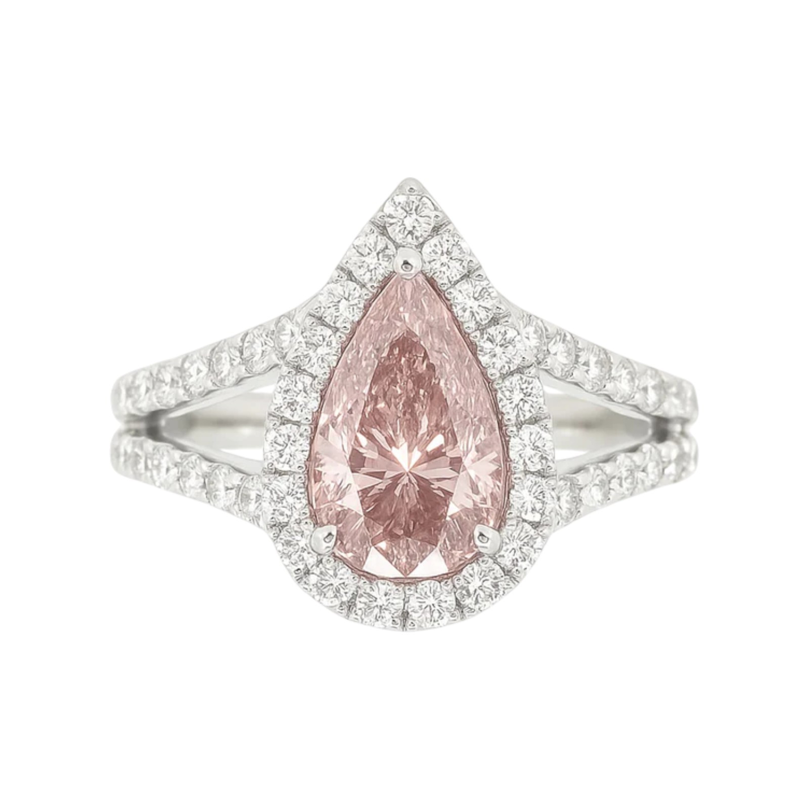 3.00 Ct Pear Cut IGI Lab Grown Fancy Vivid Pink Diamond Women Ring 950 Platinum