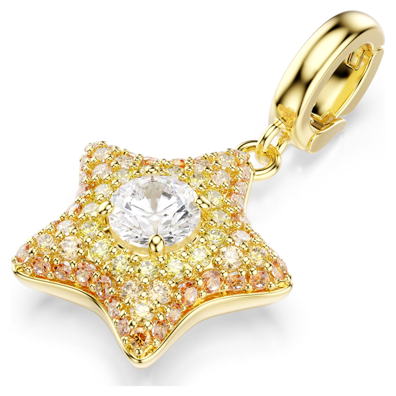 Swarovski Sublima charm Round cut, Star, Yellow, 18K gold plated 5755514