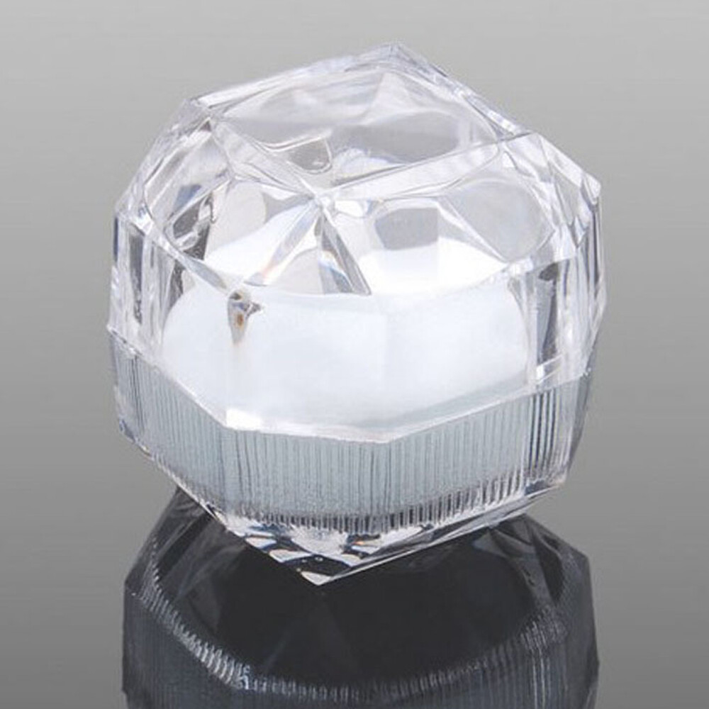 20pcs Transparent Plastic Crystal Lots Jewelry Ring Display Storage Boxes White