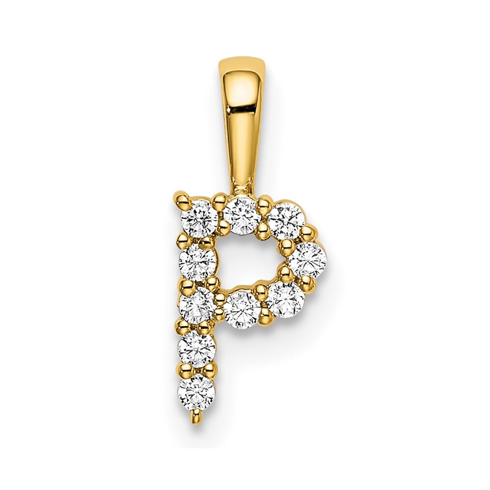 0.11Ct Lab Grown Diamond Letter P Initial Pendant 14K Yellow Gold (VS/SI, GH)