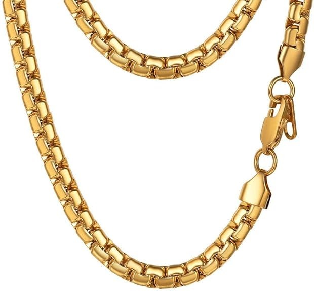 Stainless Steel Box Link Chain Necklace Men Silver Gold Black 14-30in
