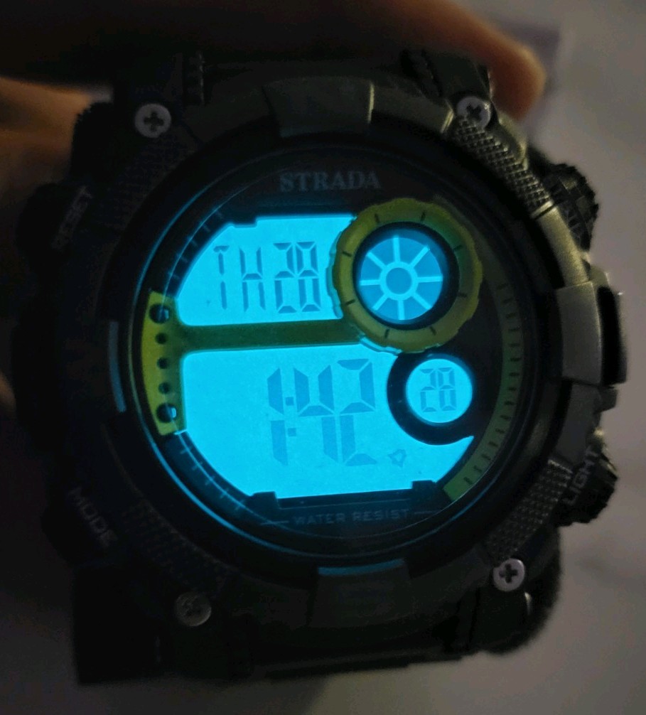 ​Strada Digital Sport Watch Black Case Yellow Detail Mens Wristwatch New in Tin