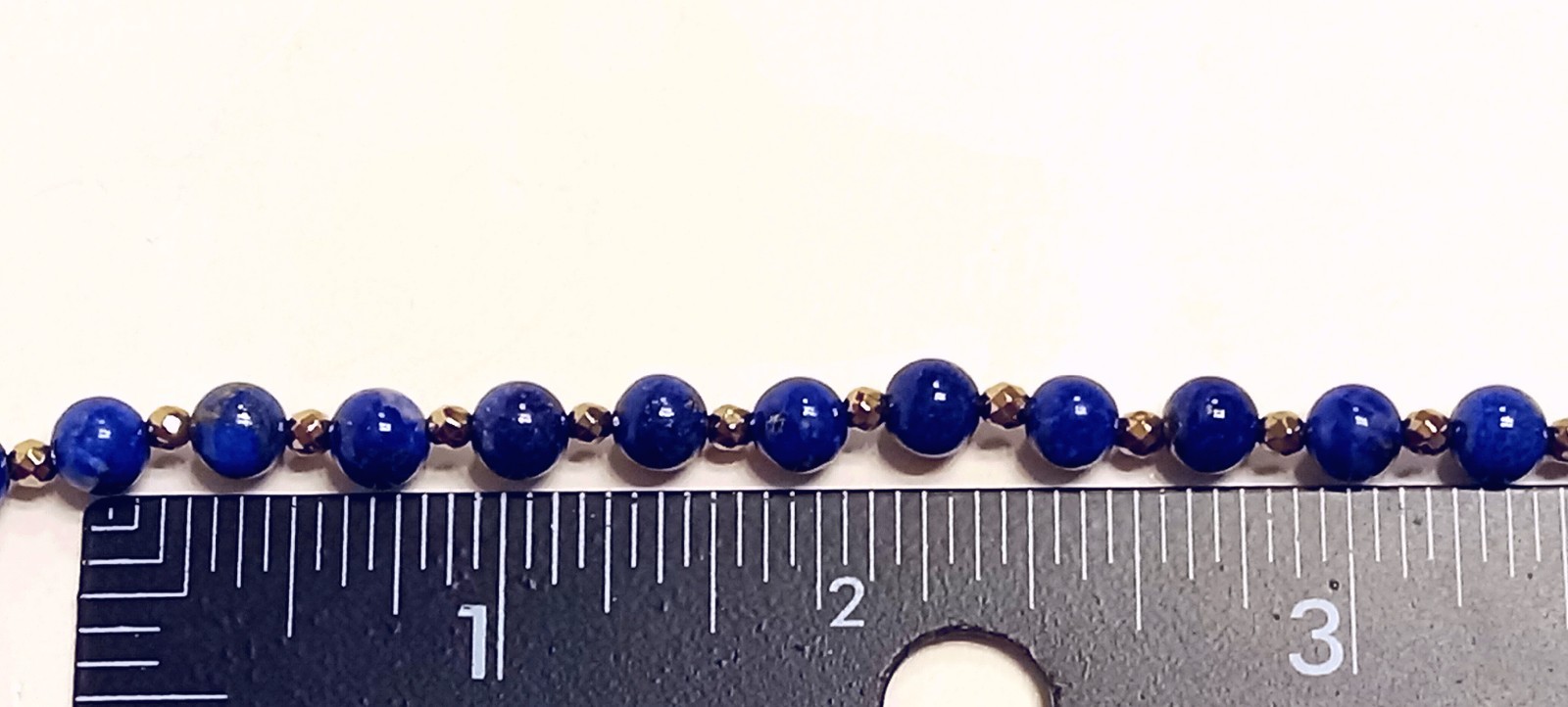 Ladies 6 mm LAPIS & Faceted GOLD Bead Bracelet 14K Gold Clasp / CUSTOM LENGTH