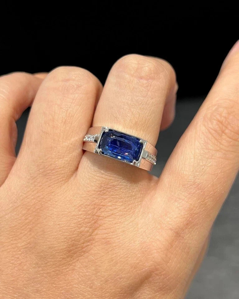 3Ct Cushion Lab-Created Sapphire Diamond Engagement Ring 14K White Gold Plated