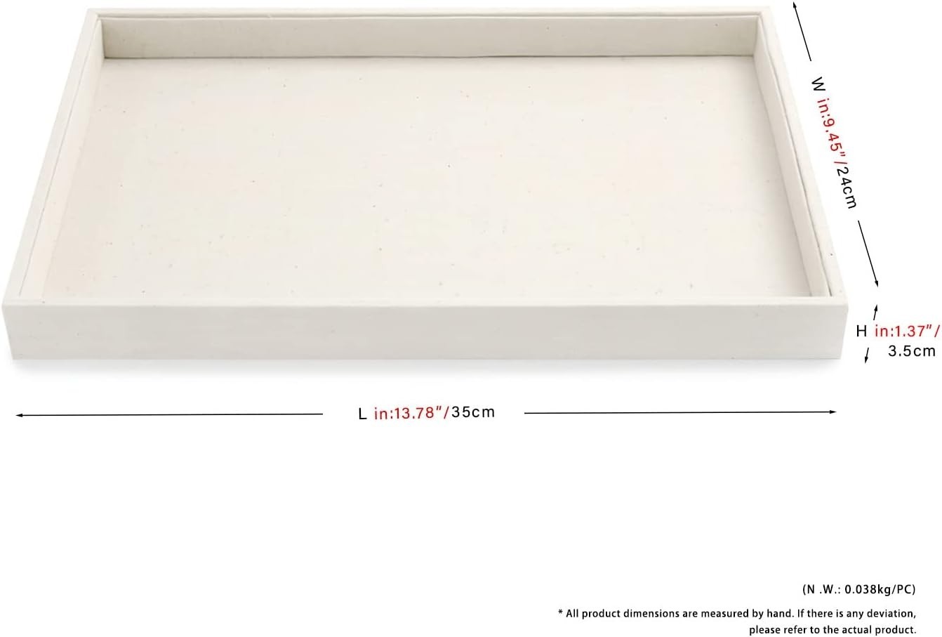 Elegant Linen Jewelry Tray – Stackable Jewelry Organizer for Dresser | 13.8″L