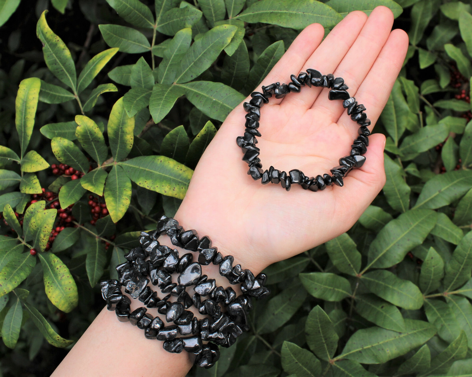 Shungite Bracelet: Elastic Shungite Chip Bracelet Stretchy Radiation (US-Seller)