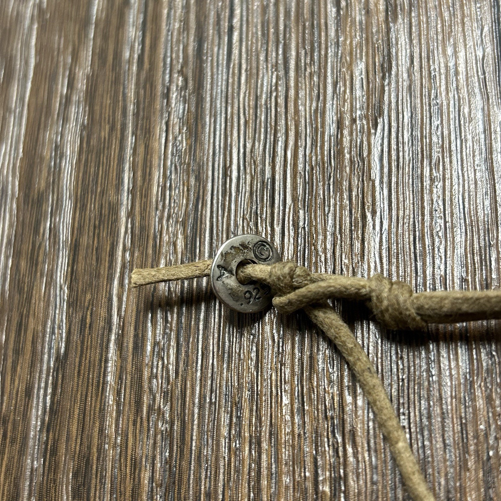 Me & Ro Sterling Silver ‘Peace’ Kanji Bracelet on Natural Cord – 8in