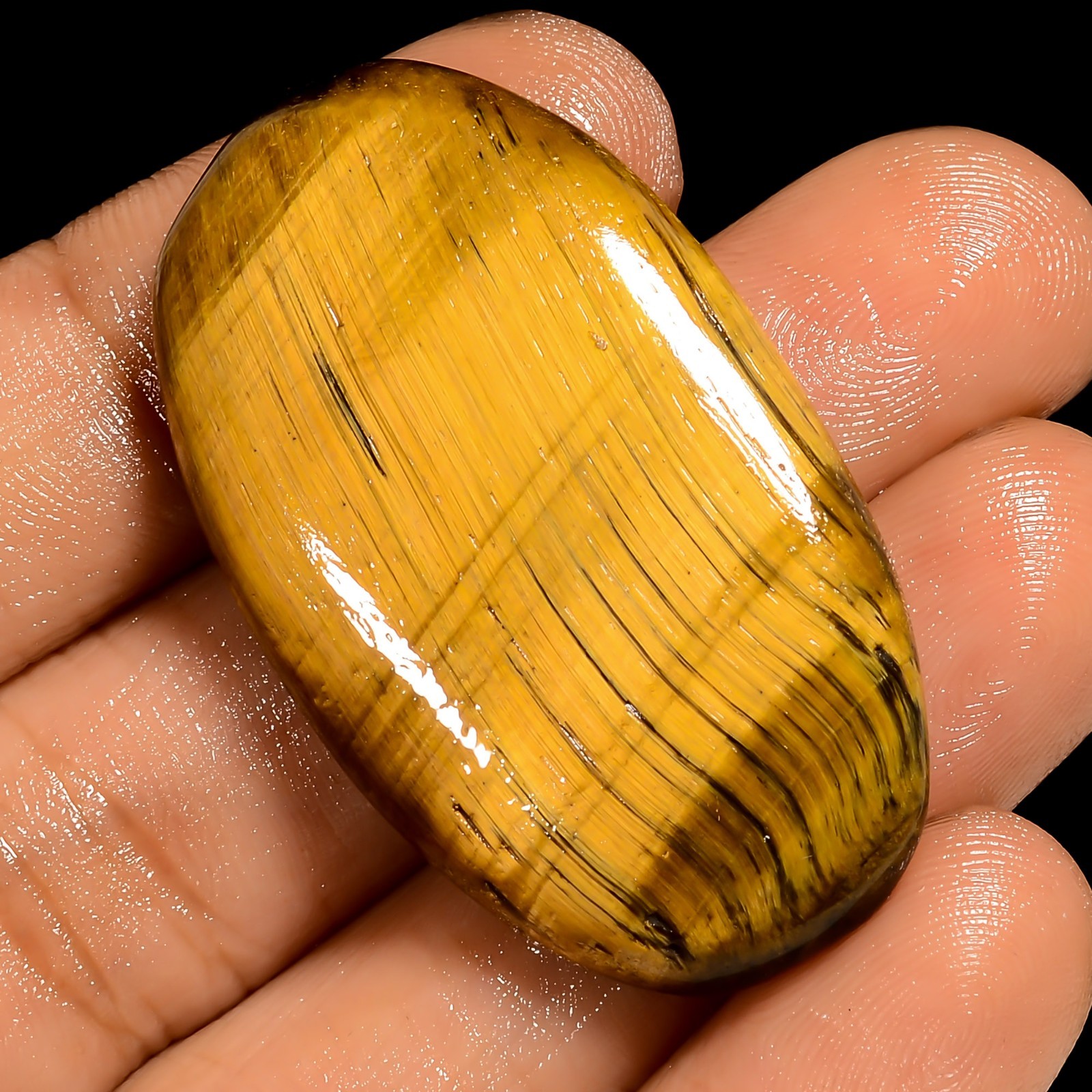 49 Ct Natural Tiger Eye Oval Cabochon Loose Gemstone For Jewelry 40X23X6 mm