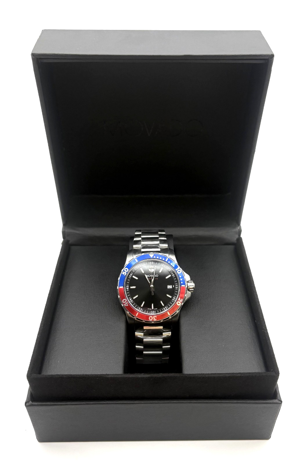 MOVADO 2600152 Series 800 Black Dial Pepsi Bezel 40mm Men’s Quartz Watch